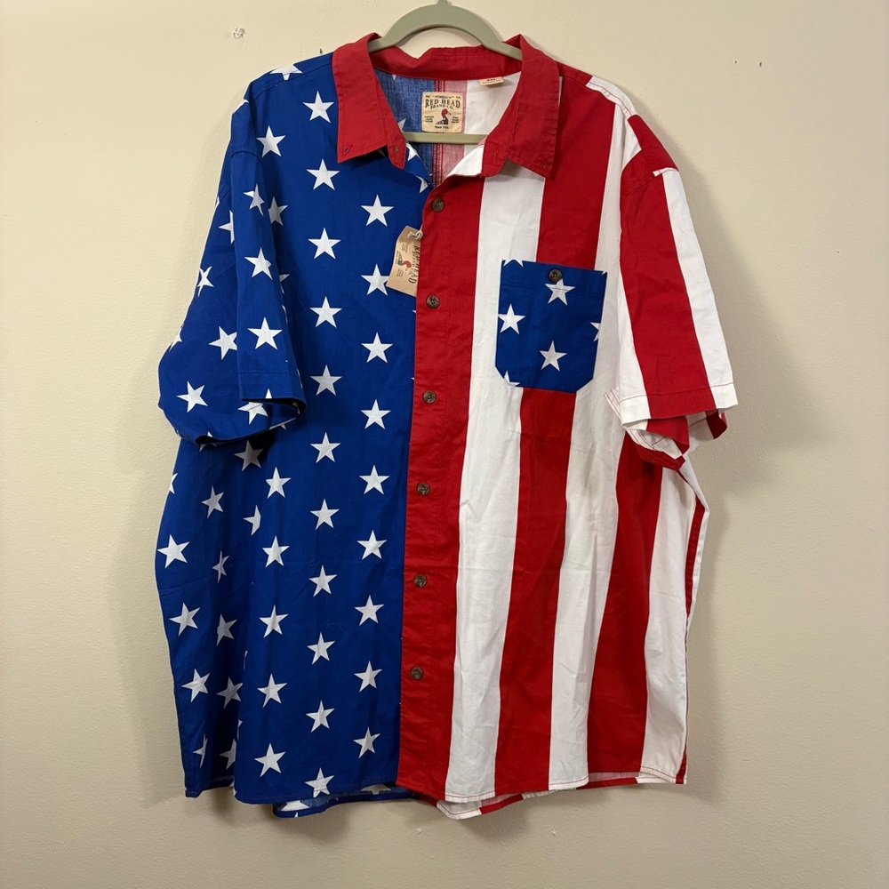 REDHEAD brand co America Stars/Stripes Button Up Shirt sz 3XL NWT